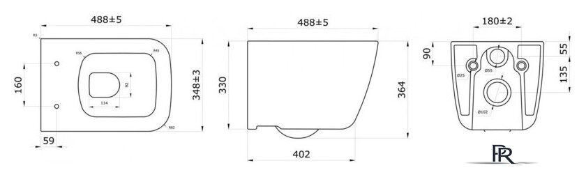 Унитаз подвесной Berges Wasserhaus Quattro S Rimless 043364 (с сиденьем и кнопкой смыва) - Изображение №10 — Интернет-магазин ПроЗаказ