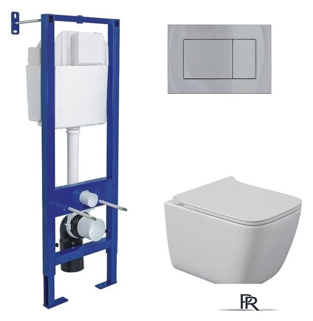 Унитаз подвесной Berges Wasserhaus Quattro S Rimless 043364 (с сиденьем и кнопкой смыва) - Изображение №1 — Интернет-магазин ПроЗаказ