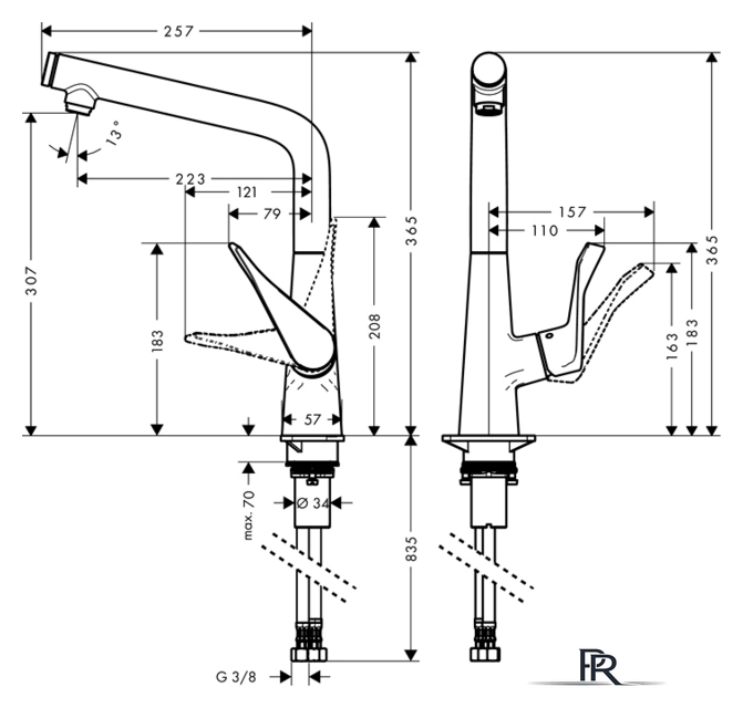 Смеситель Hansgrohe Metris Select 14883000 - Изображение №8 — Интернет-магазин ПроЗаказ