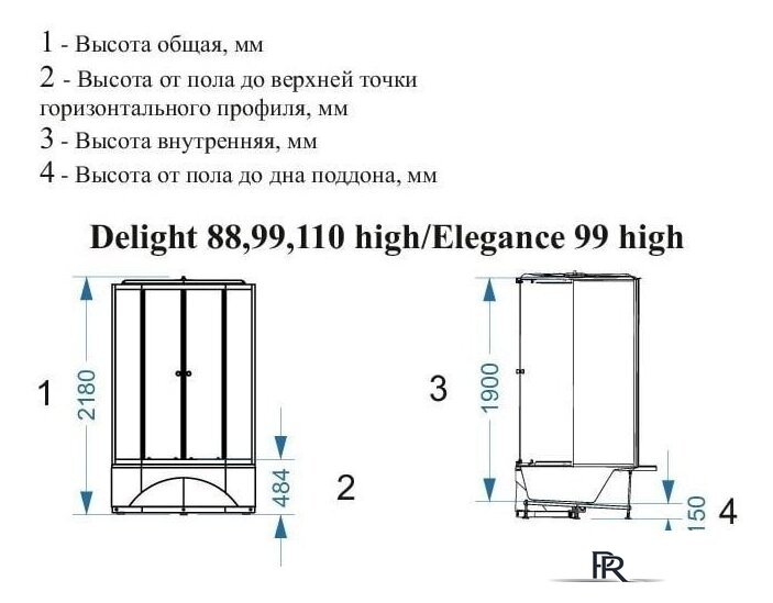 Душевая кабина Domani-Spa Delight 110 High 100x100 (матовое стекло/белый) - Изображение №5 — Интернет-магазин ПроЗаказ