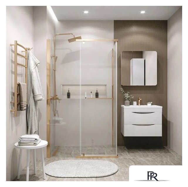 Душевая стенка Grossman Pragma 90x195 200.K33.03.90.32.00 (золото сатин,стекло прозрачное) - Изображение №4 — Интернет-магазин ПроЗаказ