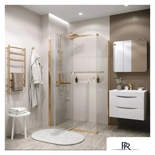 Душевая стенка Grossman Pragma 90x195 200.K33.03.90.32.00 (золото сатин,стекло прозрачное) - Изображение №6 — Интернет-магазин ПроЗаказ