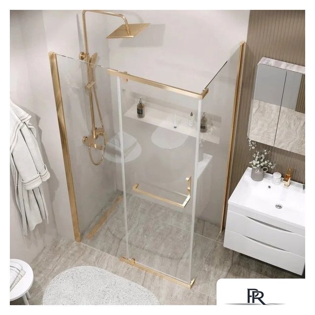 Душевая стенка Grossman Pragma 90x195 200.K33.03.90.32.00 (золото сатин,стекло прозрачное) - Изображение №5 — Интернет-магазин ПроЗаказ