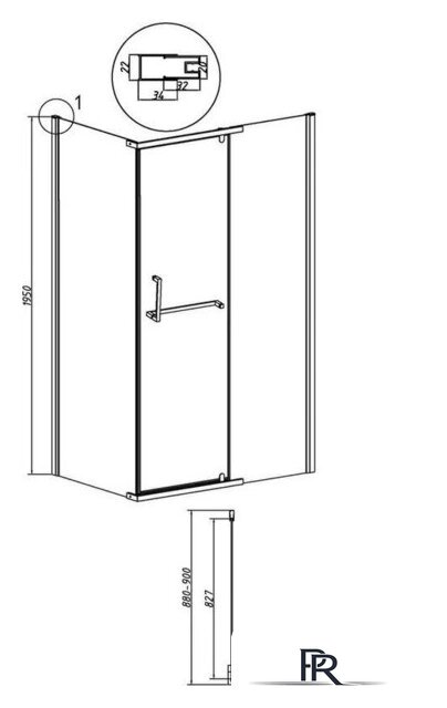 Душевая стенка Grossman Pragma 90x195 200.K33.03.90.32.00 (золото сатин,стекло прозрачное) - Изображение №12 — Интернет-магазин ПроЗаказ