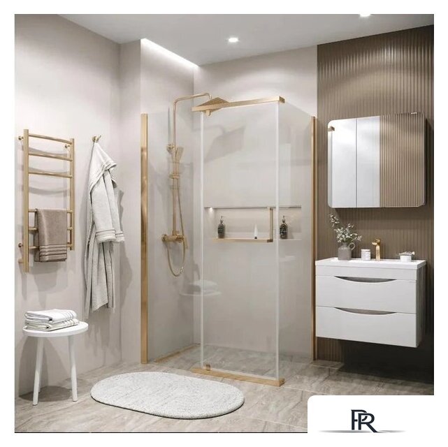 Душевая стенка Grossman Pragma 90x195 200.K33.03.90.32.00 (золото сатин,стекло прозрачное) - Изображение №3 — Интернет-магазин ПроЗаказ