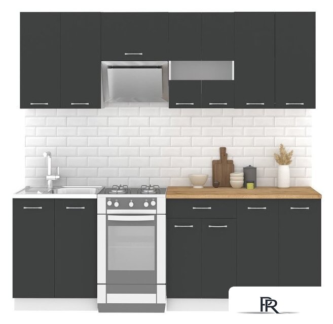 Готовая кухня Mio Tesoro Экстра-лайт 2.2 (антрацит/дуб бунратти) - Изображение №1 — Интернет-магазин ПроЗаказ