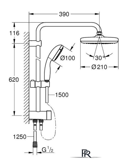 Душевая система  Grohe Vitalio Start System 210 26538000 - Изображение №2 — Интернет-магазин ПроЗаказ