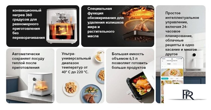 Аэрогриль (аэрофритюрница) Xiaomi Smart Air Fryer 6.5L MAF10 (международная версия, белый) - Изображение №10 — Интернет-магазин ПроЗаказ