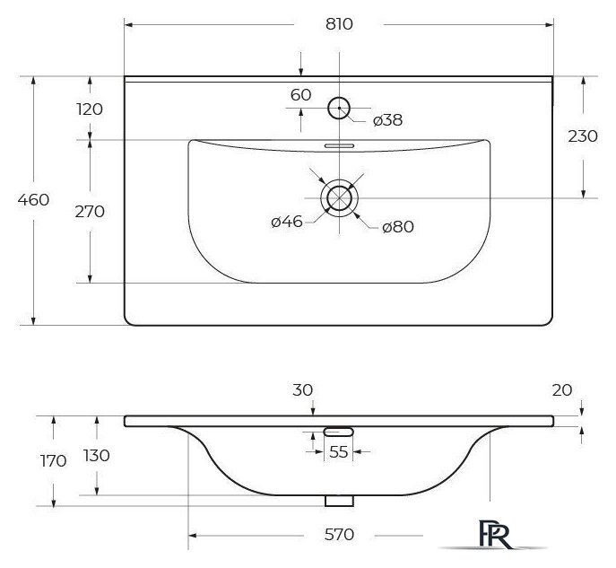 Умывальник Cezares CZR-8099-80 - Изображение №3 — Интернет-магазин ПроЗаказ