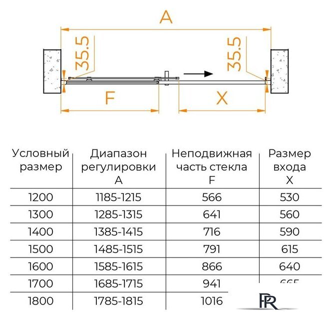 Душевая дверь RGW PA-017B R 350801718-24 (черный/матовое стекло) - Изображение №7 — Интернет-магазин ПроЗаказ