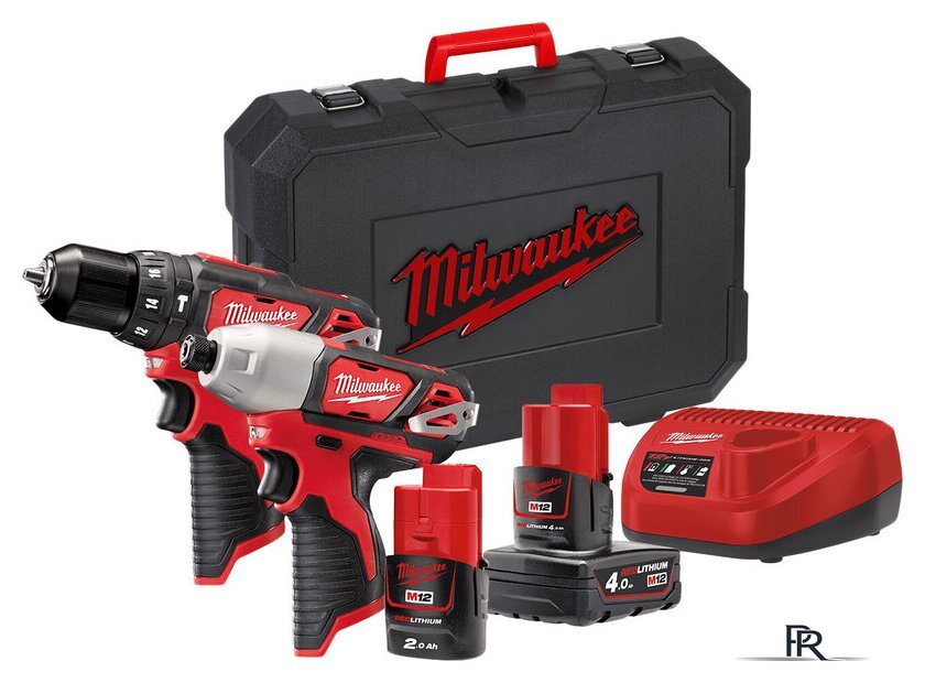  Milwaukee M12 M12BPP2B-421C 4933443497 (шуруповерт, винтоверт, 2 АКБ, кейс) - Изображение №1 — Интернет-магазин ПроЗаказ