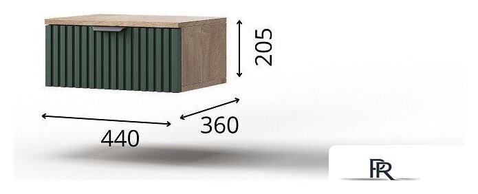 Тумба КМК Мебель 1Я Герта КМК 0979.19 (дуб канзас/SAT 22 зеленый мат) - Изображение №3 — Интернет-магазин ПроЗаказ