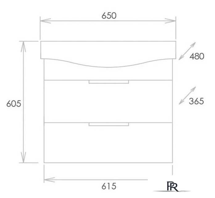  Onika Тумба под умывальник Девис 65.13 106546 - Изображение №2 — Интернет-магазин ПроЗаказ