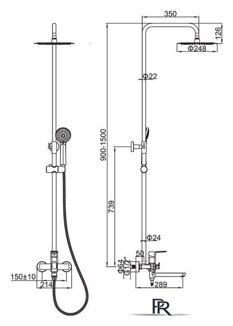 Душевая система  Ledeme L2480B - Изображение №2 — Интернет-магазин ПроЗаказ