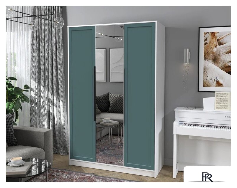 Шкаф распашной Интерлиния Концепт Тренд КТ-Ш3(з) (белый платинум/верде) - Изображение №5 — Интернет-магазин ПроЗаказ