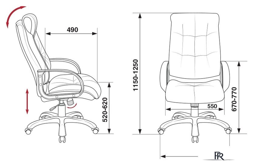 Офисное кресло Бюрократ CH-824B/LBLACK (черный) - Изображение №5 — Интернет-магазин ПроЗаказ
