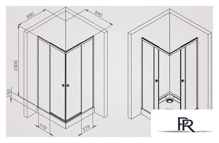 Душевой уголок AM.PM X-joy 90x90 W94G-403-9090-MT1K (серебристый/прозрачное стекло) - Изображение №7 — Интернет-магазин ПроЗаказ