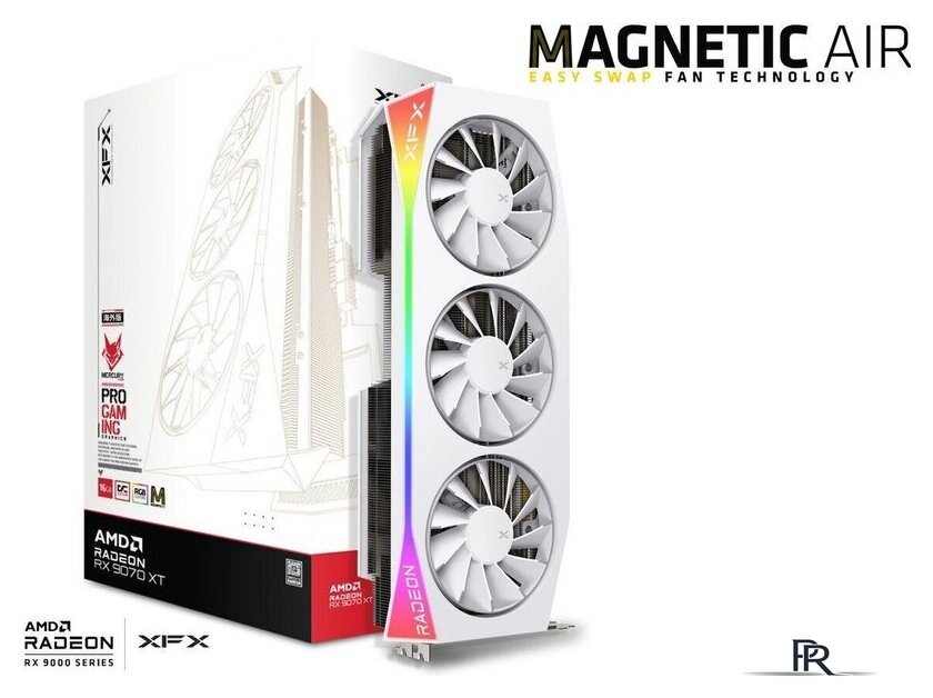 Видеокарта XFX Mercury AMD Radeon RX 9070 XT OC White Magnetic Air Edition RGB RX-97TMARGW9 - Изображение №5 — Интернет-магазин ПроЗаказ