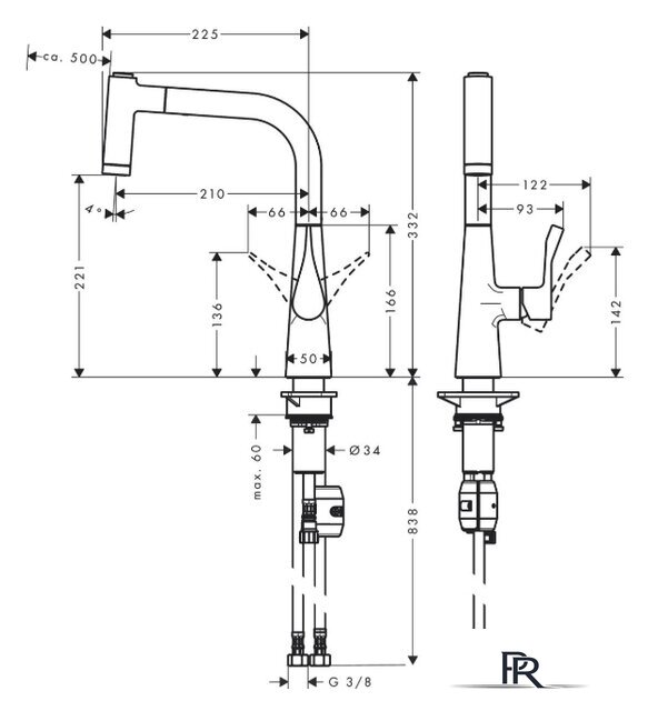 Смеситель Hansgrohe Metris 220 14834800 - Изображение №2 — Интернет-магазин ПроЗаказ