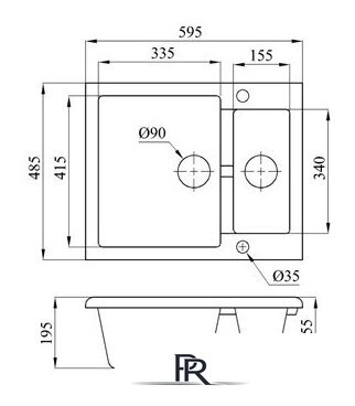Кухонная мойка БелЭворс Duet L (черный, без сифона) - Изображение №2 — Интернет-магазин ПроЗаказ