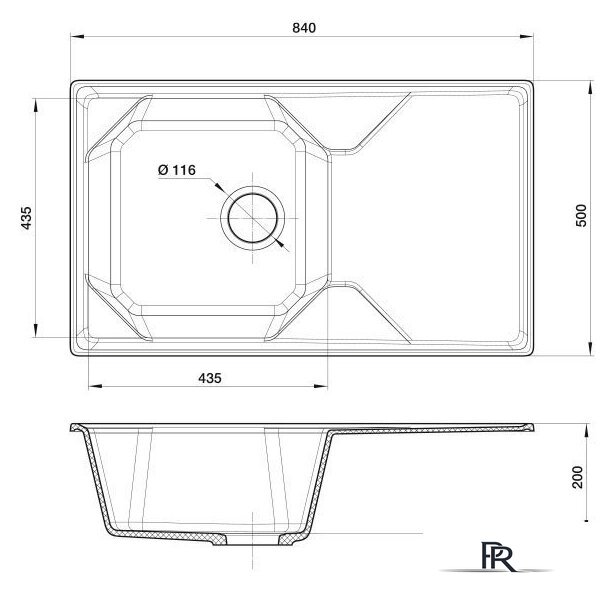 Кухонная мойка GranFest GF-U-840L (топаз) - Изображение №3 — Интернет-магазин ПроЗаказ