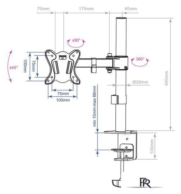 Кронштейн для монитора Arm Media LCD-T11 - Изображение №2 — Интернет-магазин ПроЗаказ