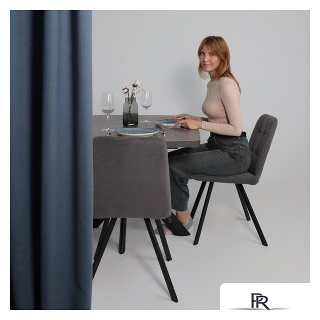 Кухонный стол Мамадома Leonel-130 раздвижной 130-165х85 (дымчатая керамика/черный) - Изображение №2 — Интернет-магазин ПроЗаказ