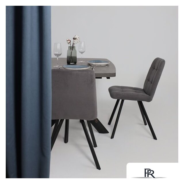 Кухонный стол Мамадома Leonel-130 раздвижной 130-165х85 (дымчатая керамика/черный) - Изображение №3 — Интернет-магазин ПроЗаказ