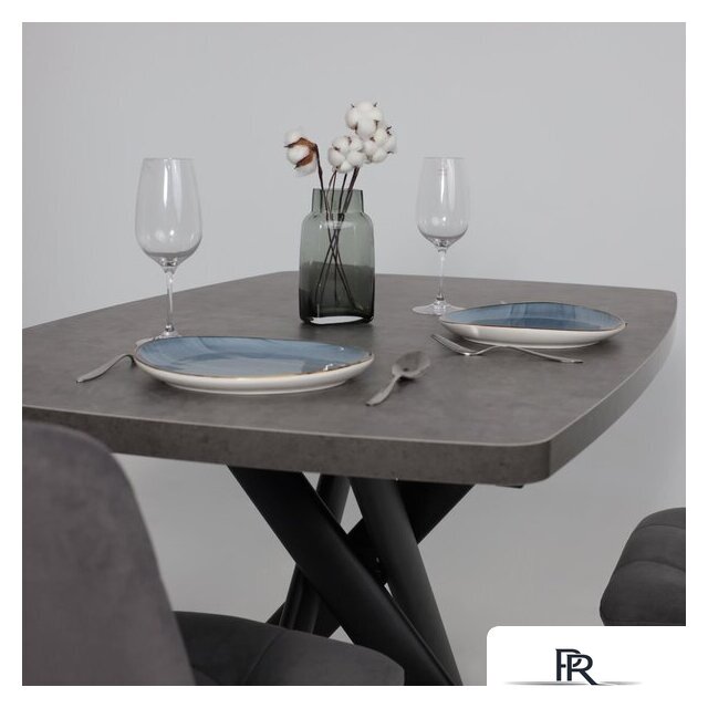 Кухонный стол Мамадома Leonel-130 раздвижной 130-165х85 (дымчатая керамика/черный) - Изображение №5 — Интернет-магазин ПроЗаказ