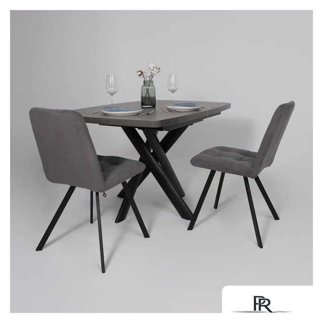 Кухонный стол Мамадома Leonel-130 раздвижной 130-165х85 (дымчатая керамика/черный) - Изображение №4 — Интернет-магазин ПроЗаказ