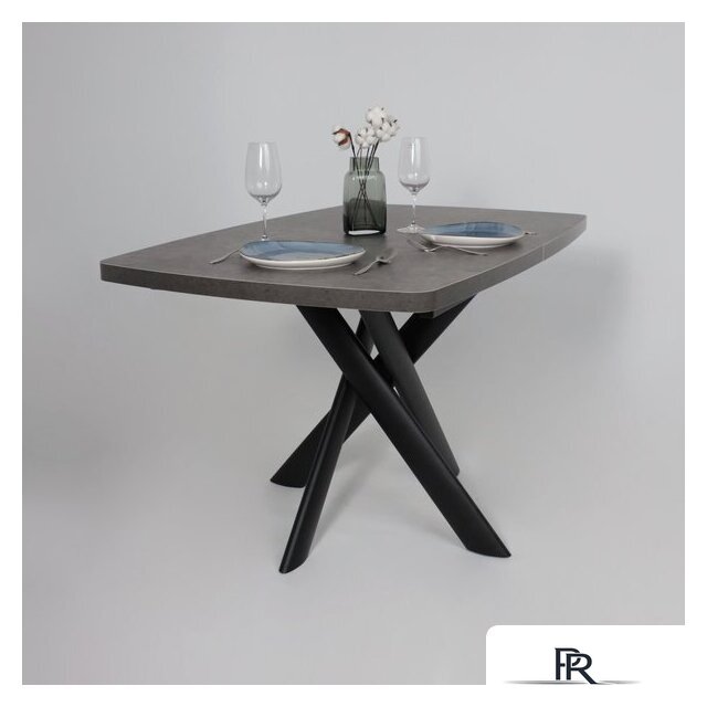 Кухонный стол Мамадома Leonel-130 раздвижной 130-165х85 (дымчатая керамика/черный) - Изображение №6 — Интернет-магазин ПроЗаказ