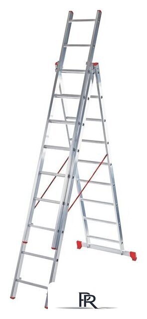 Лестница-стремянка Новая высота NV 223 алюминиевая трёхсекционная 3x10 ступеней - Изображение №2 — Интернет-магазин ПроЗаказ