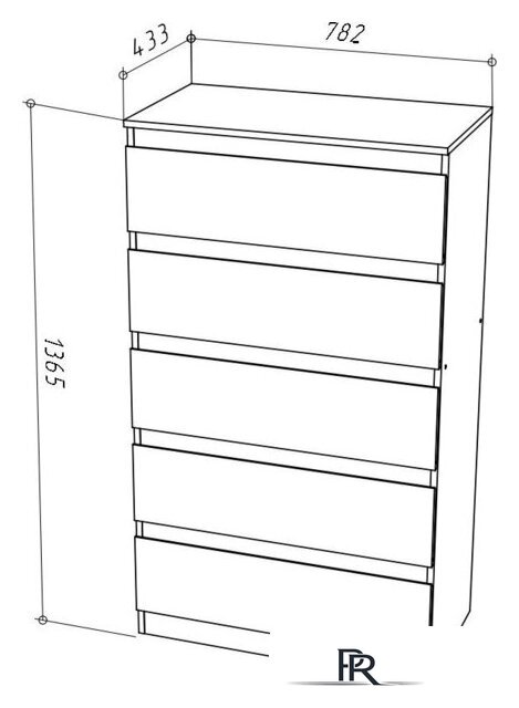 Комод НК-Мебель Stern Т-8 5-я 72676244 (16 мм, белый) - Изображение №5 — Интернет-магазин ПроЗаказ