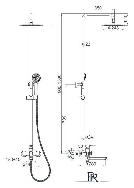 Душевая система  Ledeme L2480 - Изображение №2 — Интернет-магазин ПроЗаказ