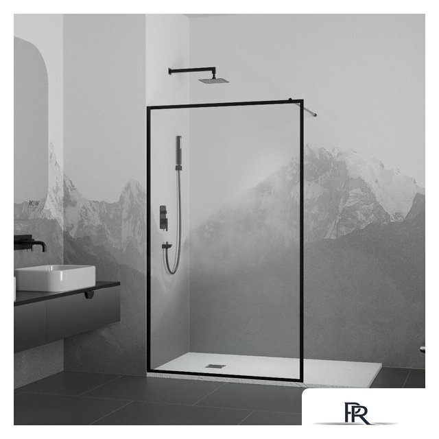 Душевая стенка RGW WA-012-B 35101210-84 100 (черный/прозрачное стекло) - Изображение №1 — Интернет-магазин ПроЗаказ