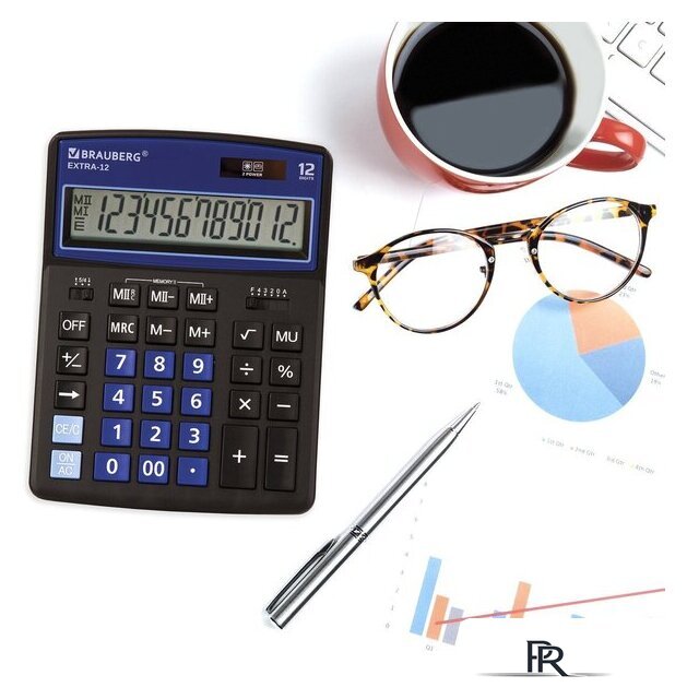 Бухгалтерский калькулятор BRAUBERG Extra 12-BKBU 250472 (черный/синий) - Изображение №9 — Интернет-магазин ПроЗаказ
