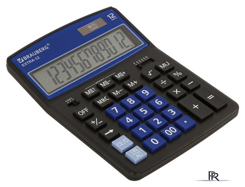 Бухгалтерский калькулятор BRAUBERG Extra 12-BKBU 250472 (черный/синий) - Изображение №4 — Интернет-магазин ПроЗаказ