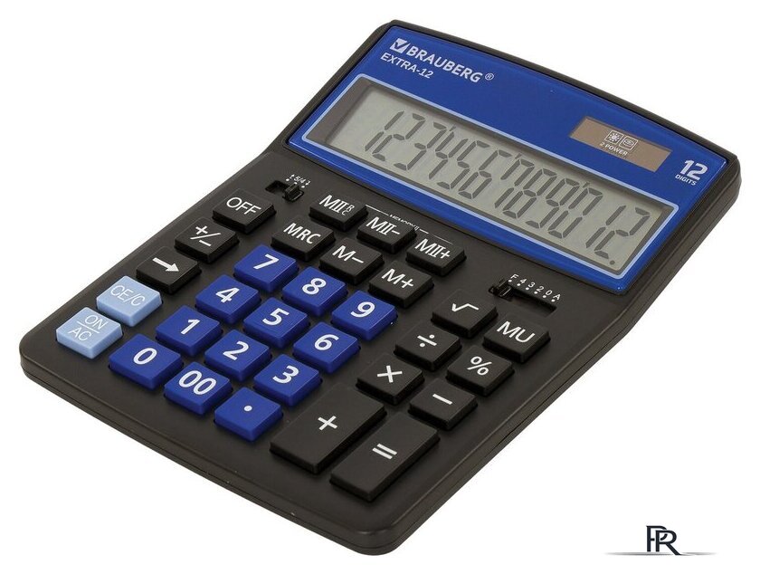 Бухгалтерский калькулятор BRAUBERG Extra 12-BKBU 250472 (черный/синий) - Изображение №3 — Интернет-магазин ПроЗаказ