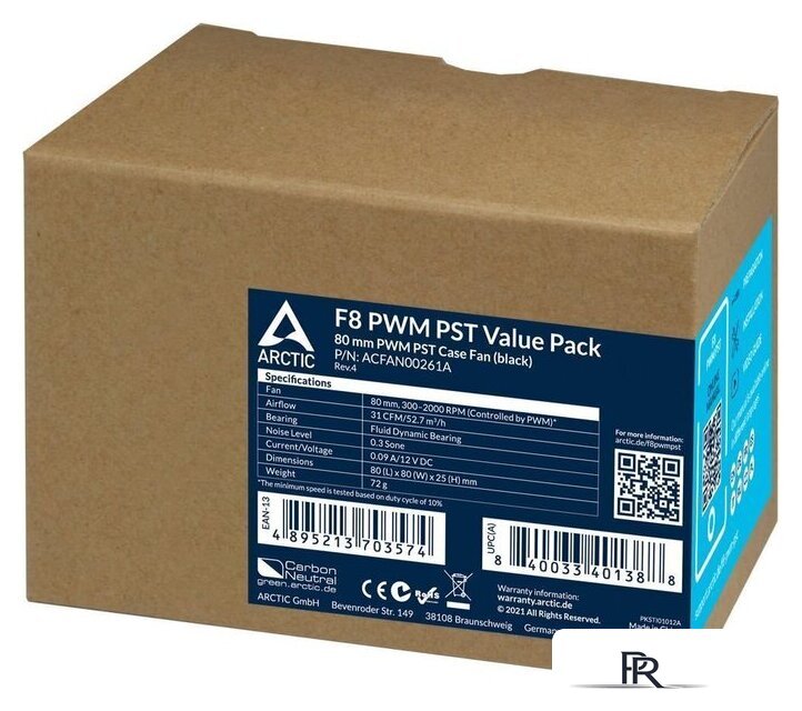Комплект вентиляторов для корпуса Arctic F8 PWM PST Value Pack 5 шт ACFAN00261A - Изображение №4 — Интернет-магазин ПроЗаказ