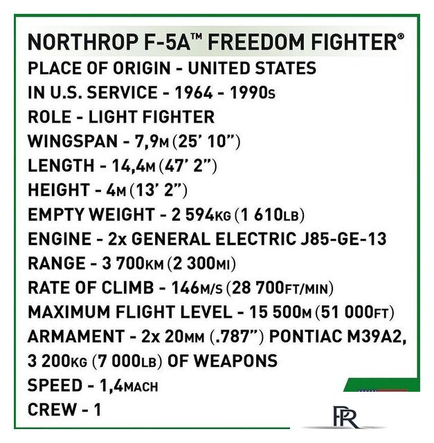 Конструктор Cobi Historical Collection Vietnam War Northrop F-5A Freedom Fighter - Изображение №8 — Интернет-магазин ПроЗаказ