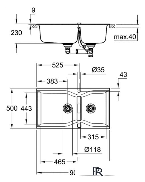 Кухонная мойка Grohe K700 100-C 90/50 2.0 31658AT0 (серый гранит) - Изображение №2 — Интернет-магазин ПроЗаказ