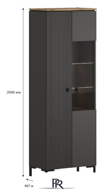 Шкаф-витрина Black Red White San Gimignano REG1D1W (антрацитовый/дуб нокс) - Изображение №4 — Интернет-магазин ПроЗаказ