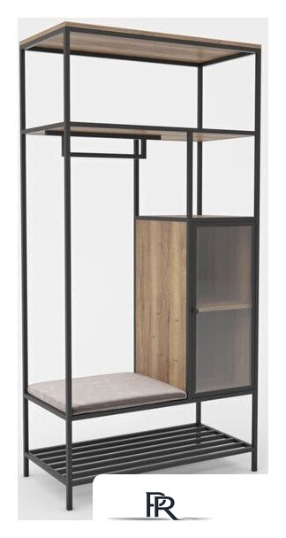 Стеллаж Hype Mebel Босс 100x200 (черный/дуб галифакс натуральный/велюр серый) - Изображение №1 — Интернет-магазин ПроЗаказ