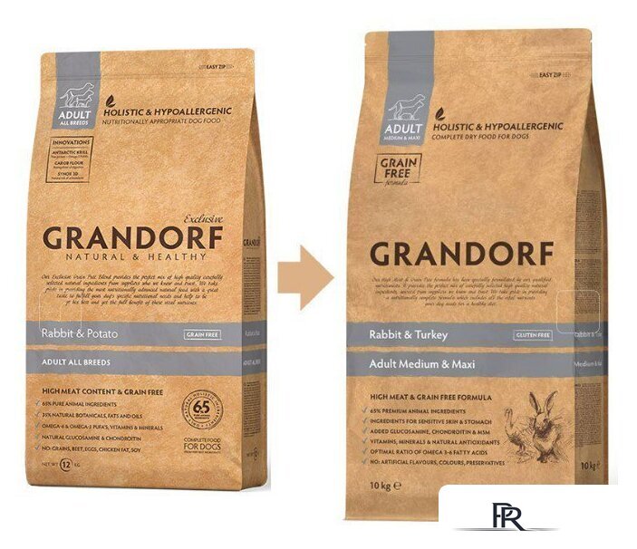 Сухой корм для собак Grandorf Medium & Maxi Breeds Rabbit & Turkey (с кроликом/индейкой) 10 кг - Изображение №2 — Интернет-магазин ПроЗаказ