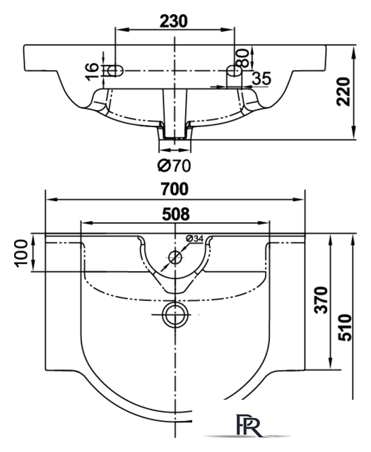 Умывальник Керамин Квадро 70 - Изображение №5 — Интернет-магазин ПроЗаказ
