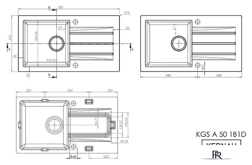 Кухонная мойка Kernau KGS A 50 1B1D Graphite - Изображение №2 — Интернет-магазин ПроЗаказ