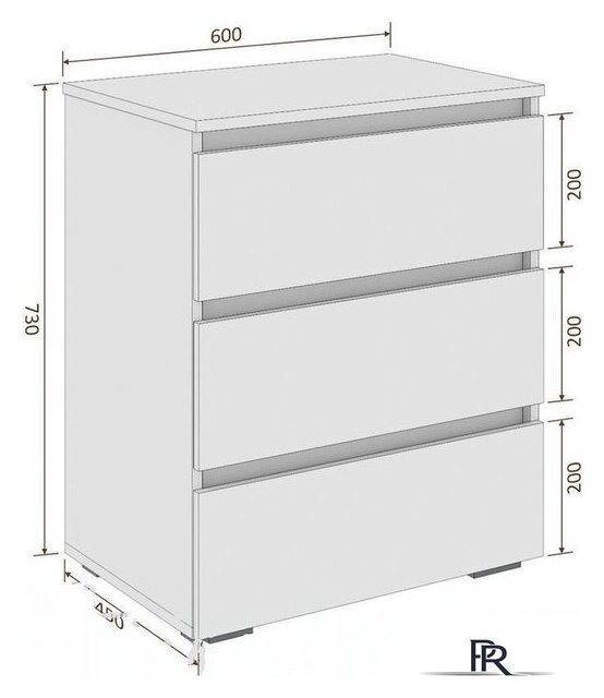 Комод Кортекс-мебель Бари 60 3ш (дуб сонома/дуб сонома/дуб сонома) - Изображение №5 — Интернет-магазин ПроЗаказ