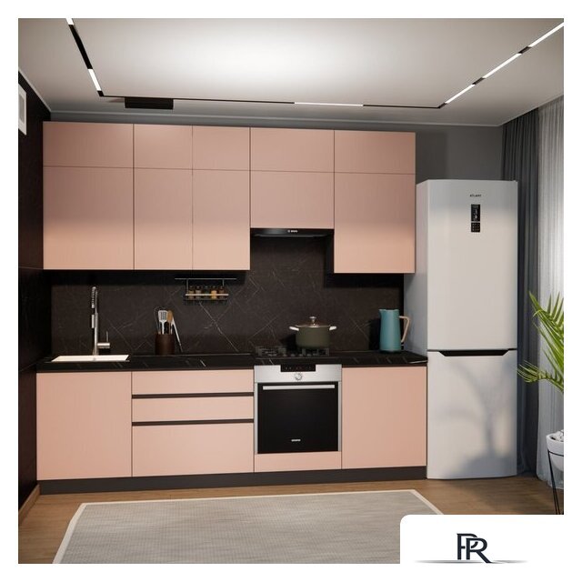 Готовая кухня ВерсоМебель Эко Премиум 2.6 (пудровый/ст. тунис) - Изображение №7 — Интернет-магазин ПроЗаказ