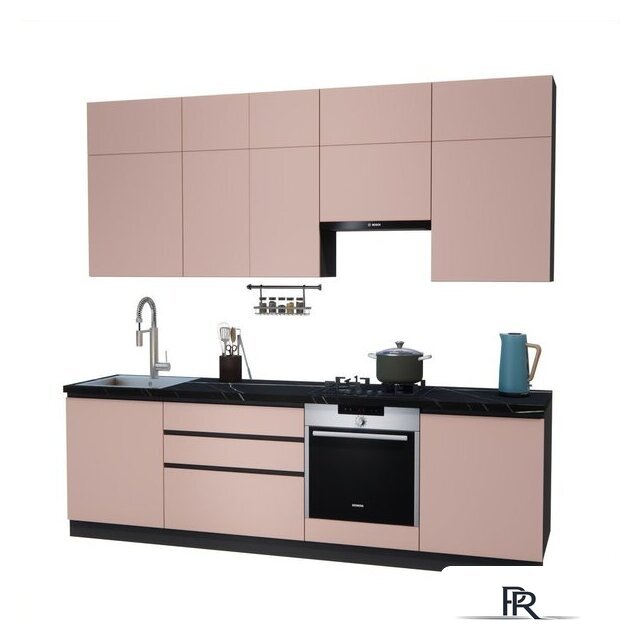 Готовая кухня ВерсоМебель Эко Премиум 2.6 (пудровый/ст. тунис) - Изображение №1 — Интернет-магазин ПроЗаказ