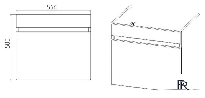  Viant Тумба с умывальником Мальта Como 60 VMAL60CO-T1YP+S-UM-COM60/1-w - Изображение №6 — Интернет-магазин ПроЗаказ